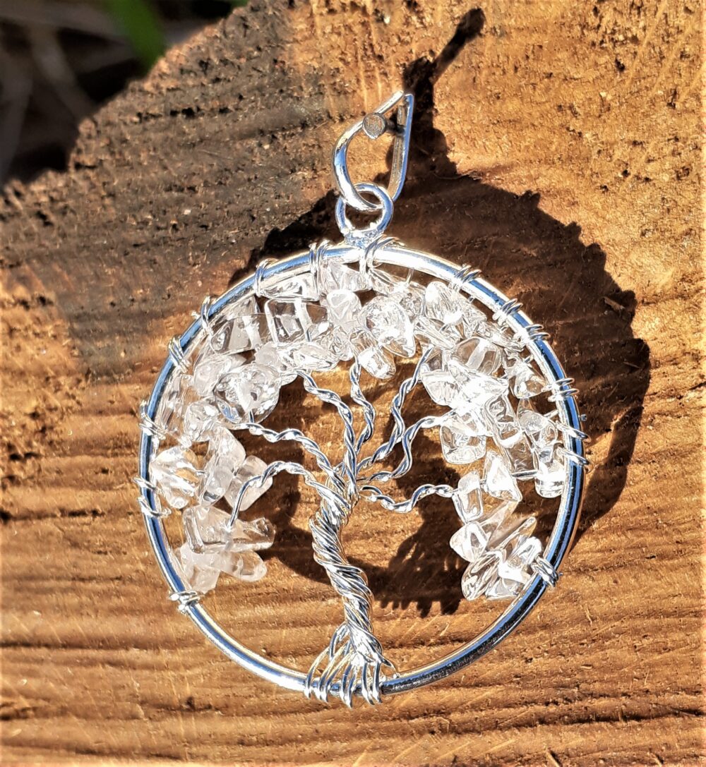 Pendentif symbole arbre de vie en cristal de roche