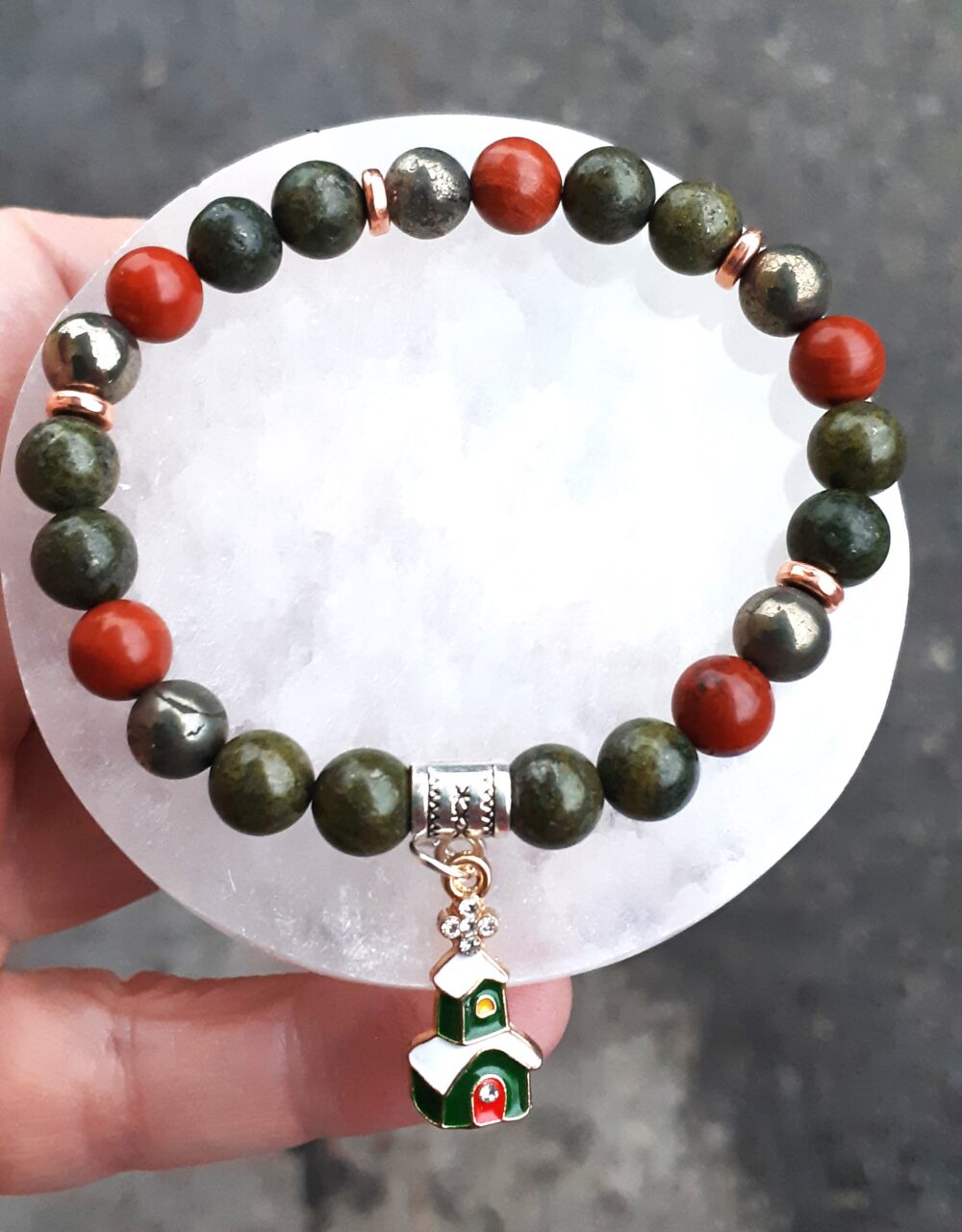 Bracelet JASPE ROUGE EPIDOTE PYRITE