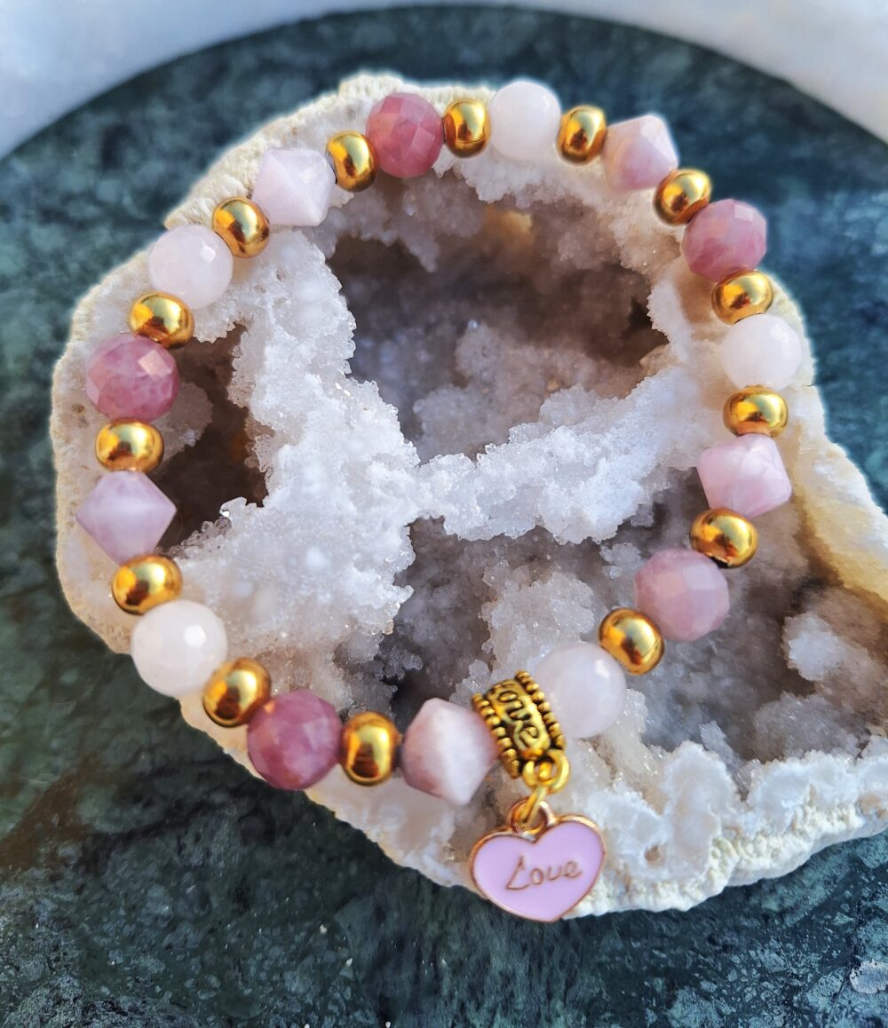Bracelet en quartz rose amour inconditionnel