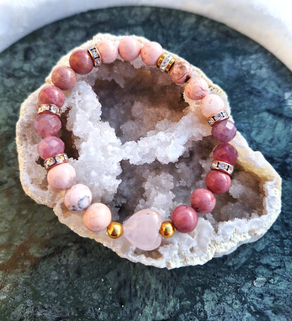 Bracelet RHODOCHROSITE QUARTZ ROSE RHODONITE