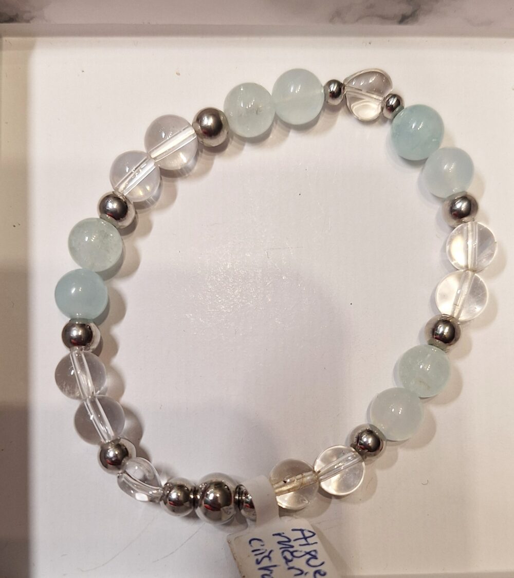Bracelet Aigue -marine et Cristal de roche
