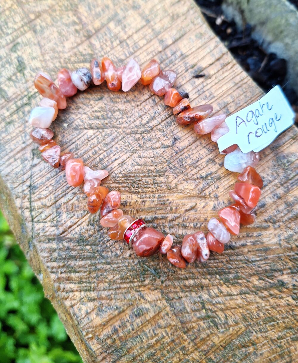 Bracelet forme chips en Agate rouge