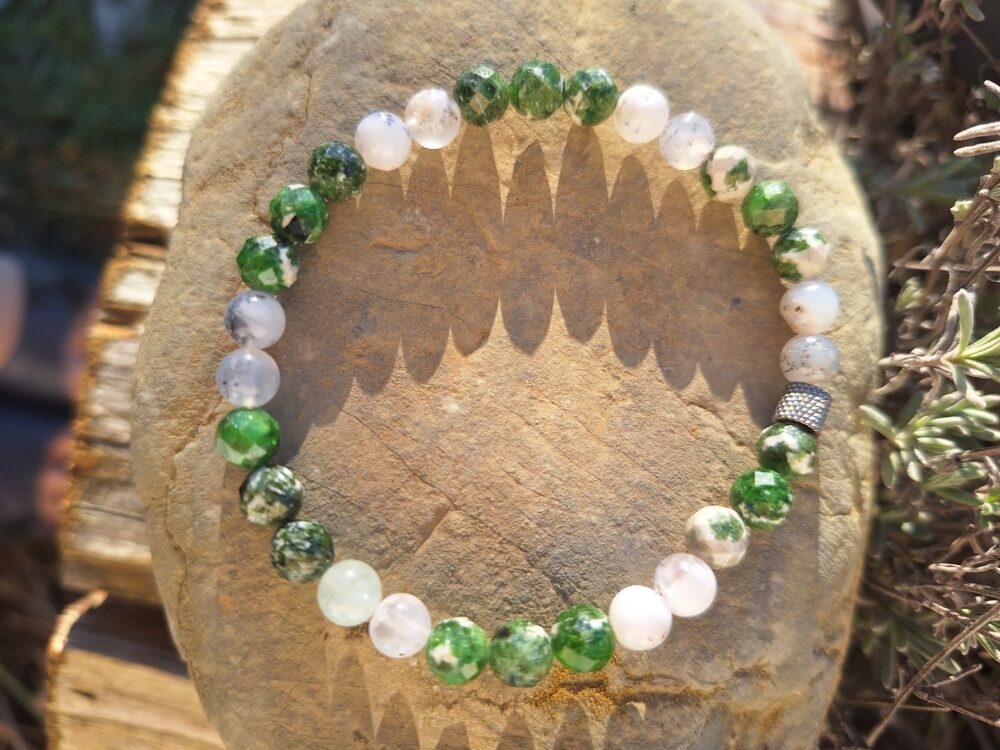 Bracelet en Diopside et Agate dentritique