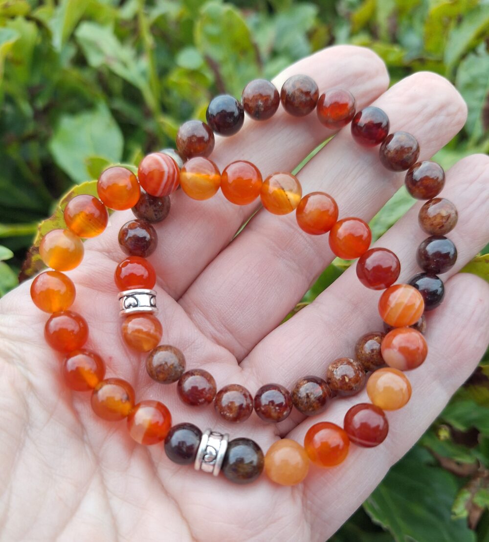 Bracelet duo en Cornaline et Grenat