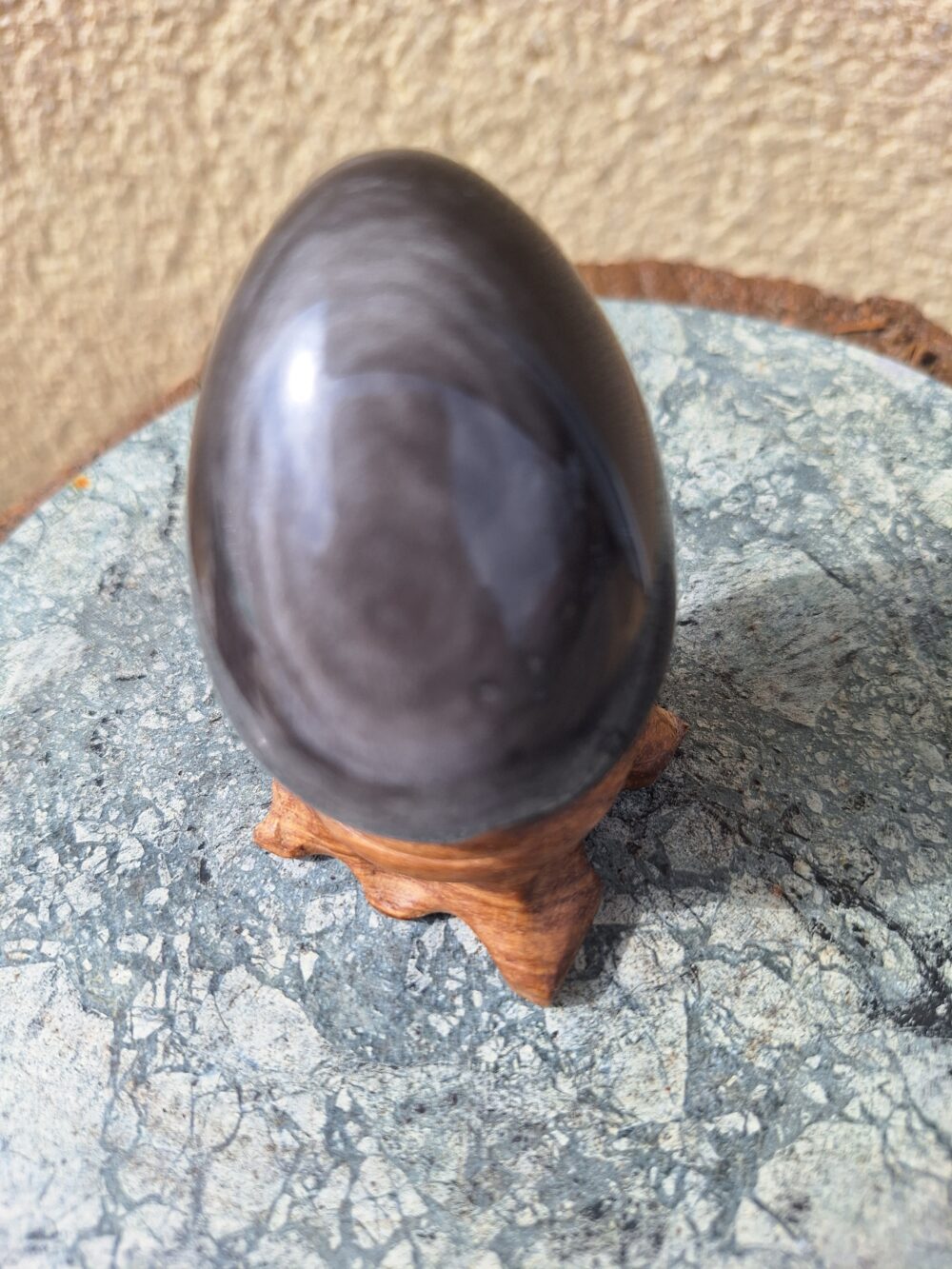 Oeuf en obsidienne argentée – Image 2