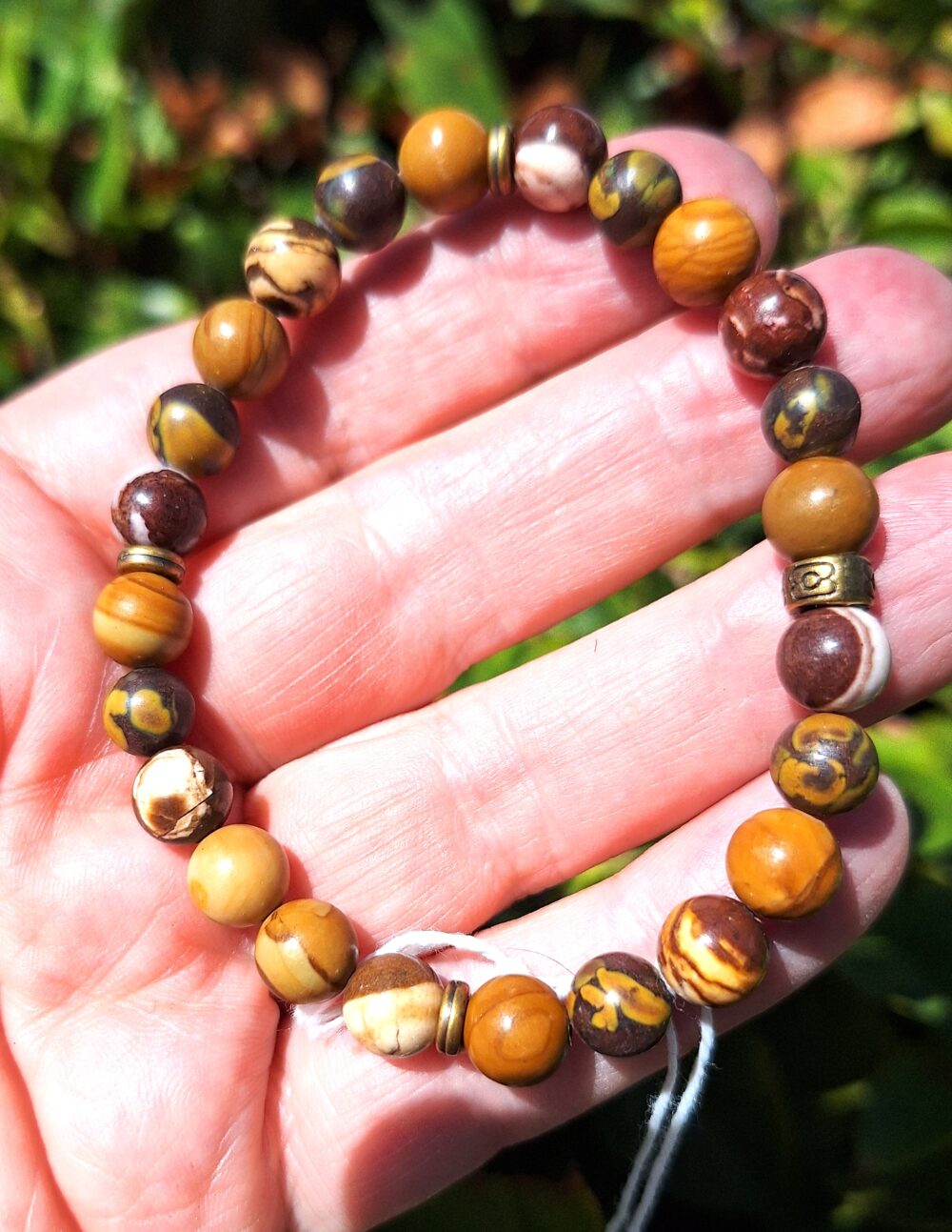 Bracelet bois fossile et Jaspe