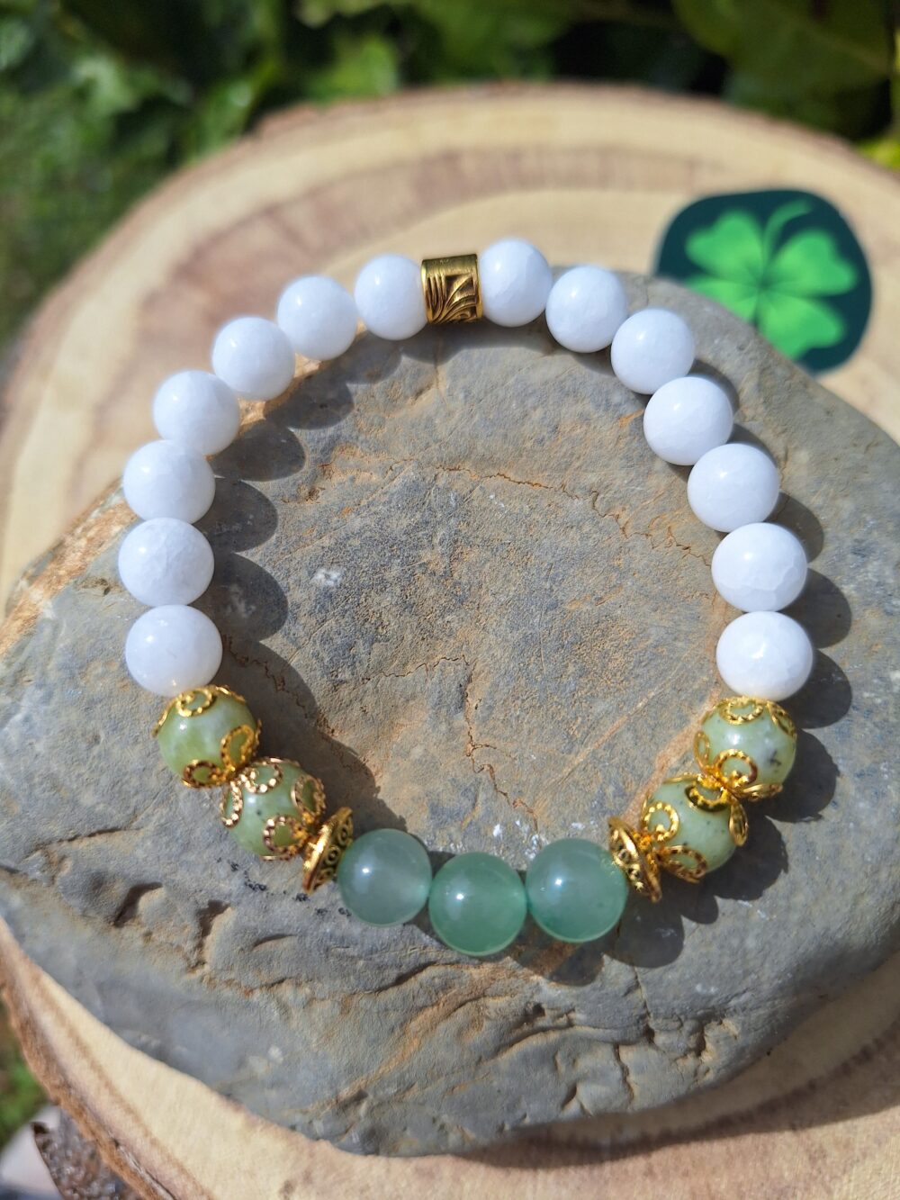 Bracelet Pierre de lune Jade vert Aventurine