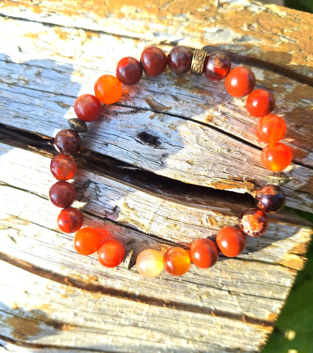 Bracelet Cornaline Jaspe rouge Grenat