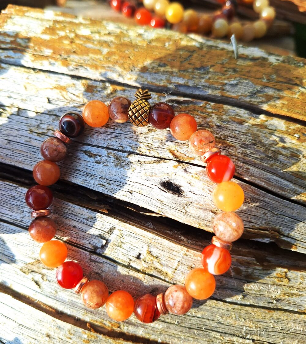 Bracelet Cornaline, Pierre de soleil, Aventurine orange